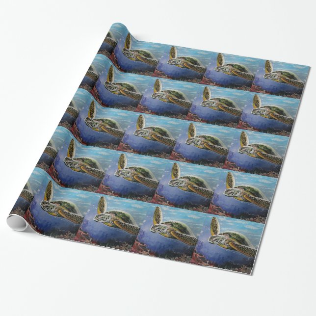 Sea Turtle Wrapping Paper (Unrolled)