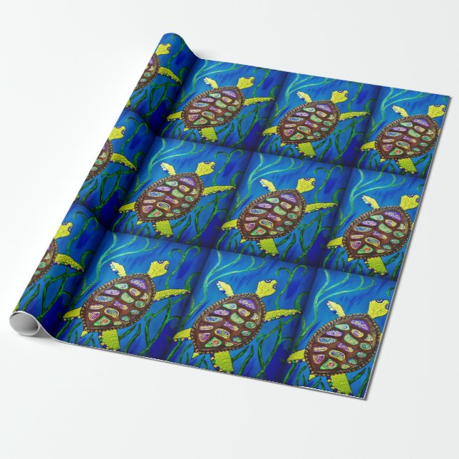 Sea Turtle Wrapping Paper (Unrolled)