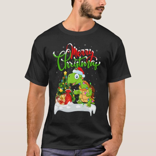 Sea Turtle  Xmas Decorations Santa Sea Turtle Chri T-Shirt (Front)