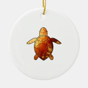 Sea Turtle yellow watercolor Ceramic Tree Decoration