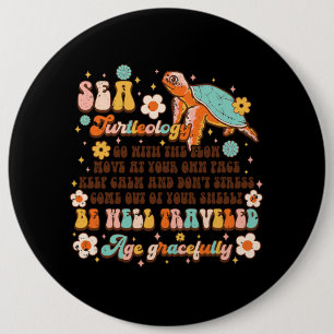 Sea Turtleology Groovy Sea Turtle Lover Summer Adv 6 Cm Round Badge