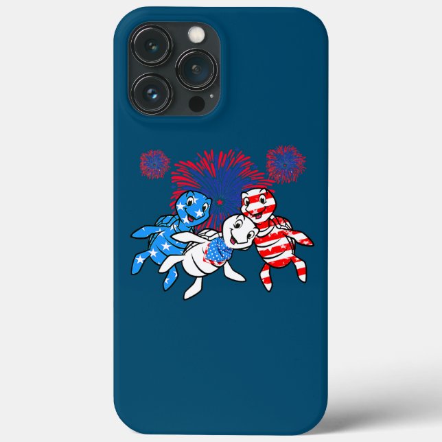 Sea Turtles 4th Of July American USA Flag Case-Mate iPhone Case (Back)