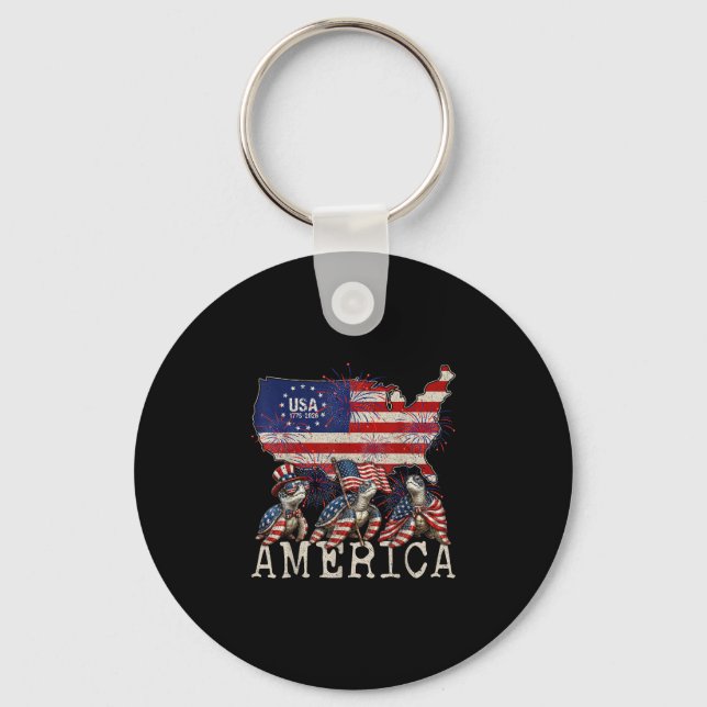 Sea turtles american flag independence day  key ring (Front)