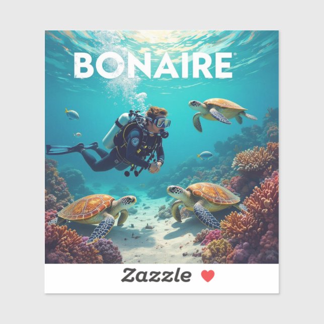 Sea turtles and diver in bonaire (Sheet)