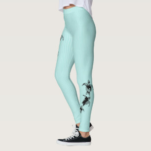 Sea Turtles and Pin Stripe Aqua Leggings
