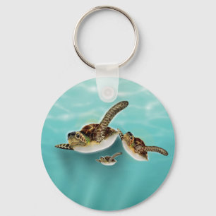 Sea Turtles art print. Key Ring