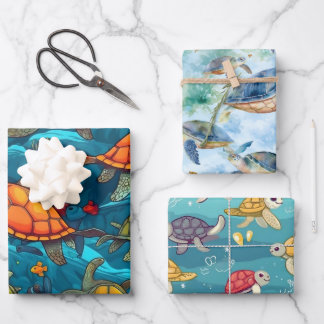Sea Turtles At Sea Wrapping Paper Sheet