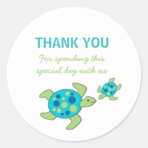 Sea Turtles Baby Shower Birthday Party favour Classic Round Sticker