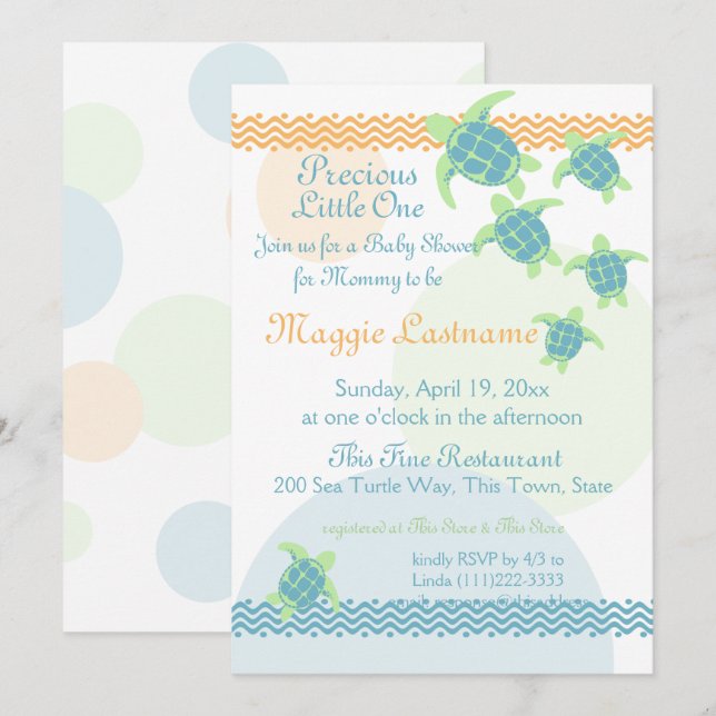 Sea Turtles Baby Shower Invitation (Front/Back)