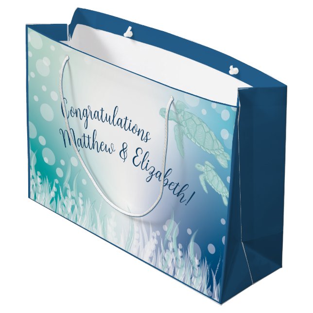 Sea Turtles Baby Shower Under the Sea Large Gift Bag (Back Angled)