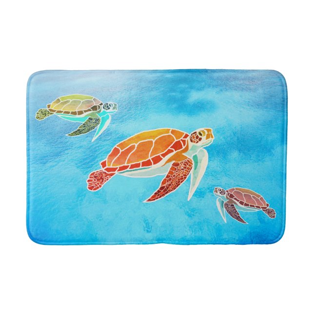 Sea Turtles Bathroom Rug Mat (Front)