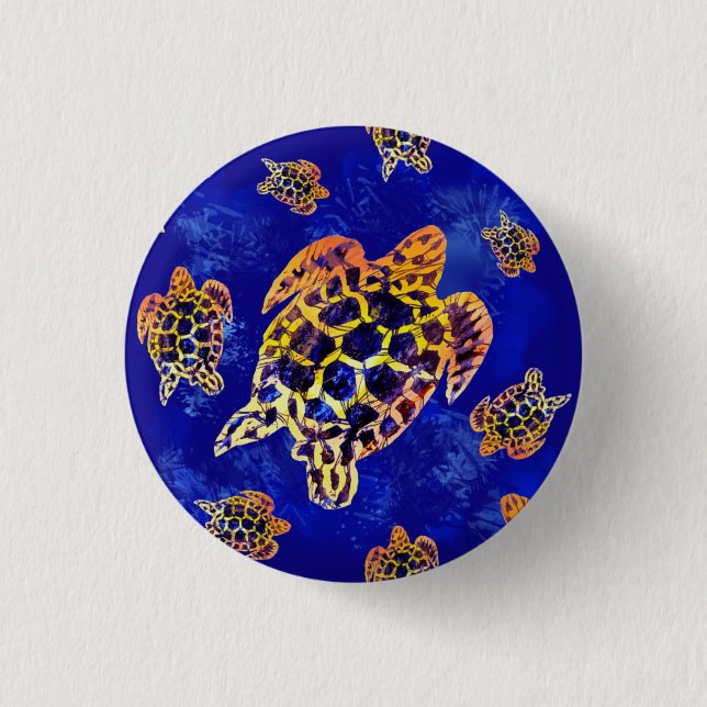 Sea Turtles Batik African Art 3 Cm Round Badge (Front)