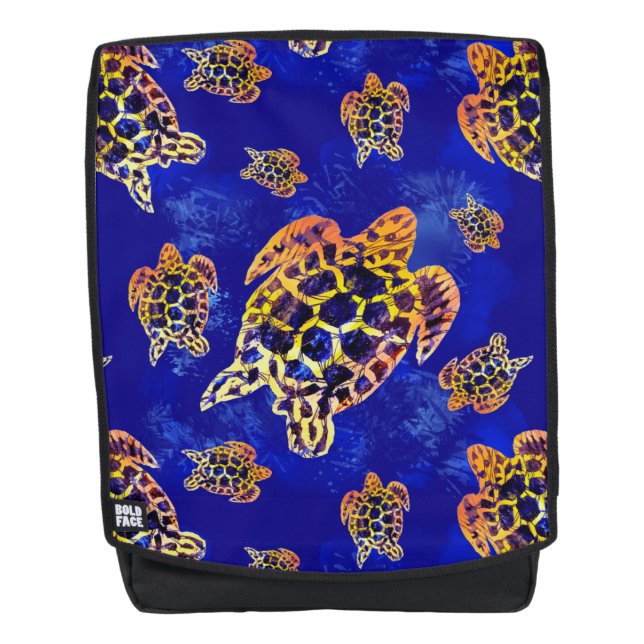 Sea Turtles Batik African Art Drawstring Bag (Front)