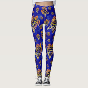 Sea Turtles Batik African Art Leggings