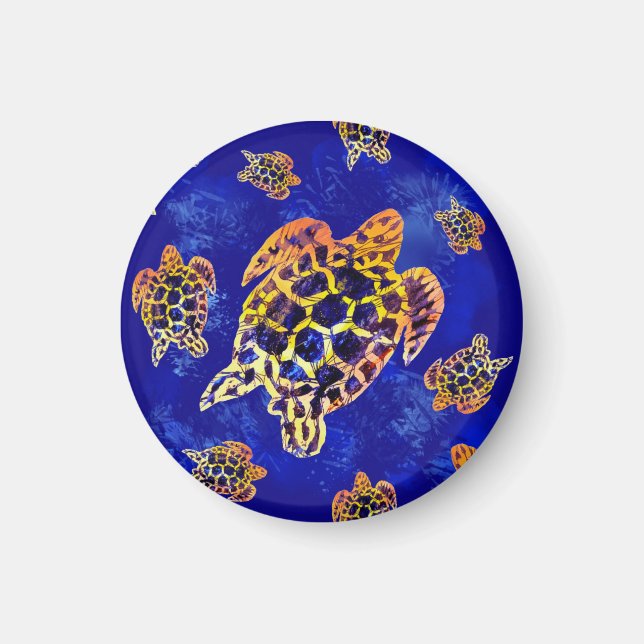 Sea Turtles Batik African Art Magnet (Front)