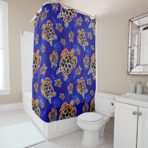 Sea Turtles Batik African Art Shower Curtain