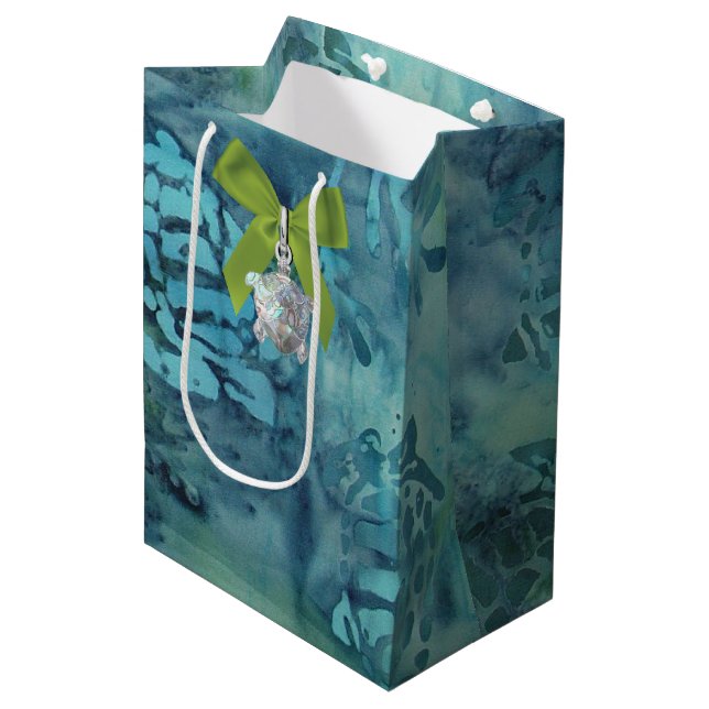 Sea Turtles Batik Medium Gift Bag (Front Angled)