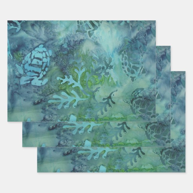 Sea Turtles Batik Wrapping Paper Sheet (Set)