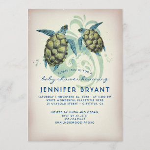 Sea Turtles Beach Baby Shower Invitation