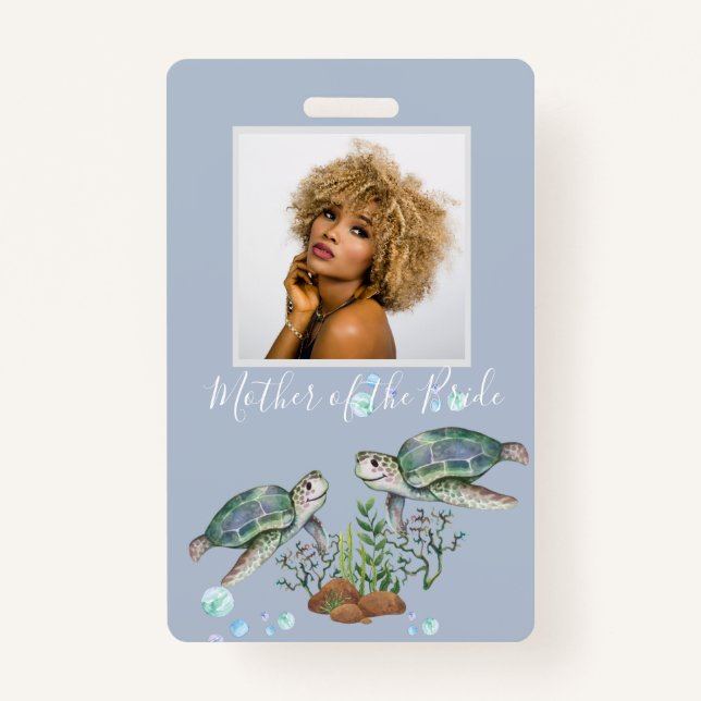 Sea Turtles Beach Wedding ID Badge (Front)