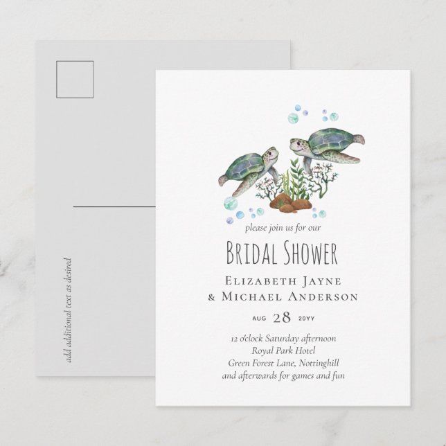 Sea Turtles Beach Wedding Postcard (Front/Back)