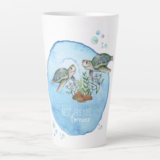 Sea Turtles BFFs - Personalised Best Friends Gifts Latte Mug (Front)