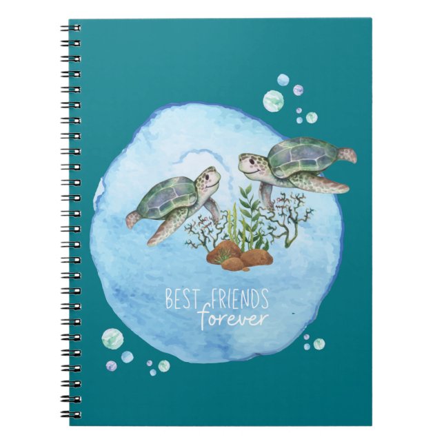 Sea Turtles BFFs - Personalised Best Friends Gifts Notebook (Front)