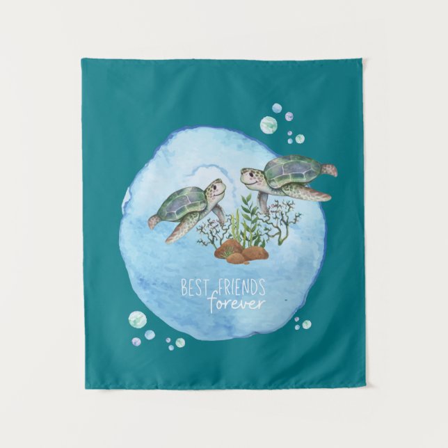 Sea Turtles BFFs - Personalised Best Friends Gifts Tapestry (Front)