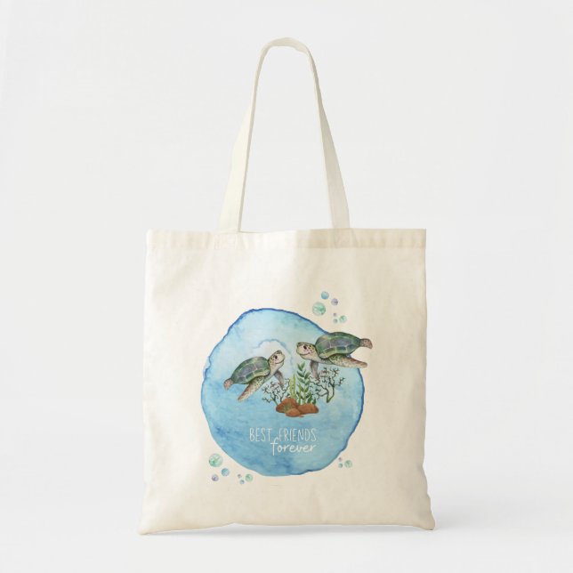Sea Turtles BFFs - Personalised Best Friends Gifts Tote Bag (Front)