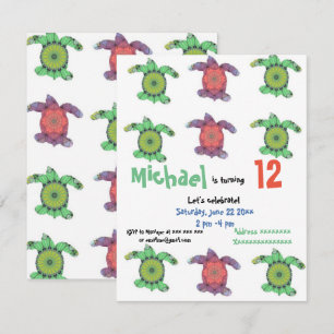 Sea turtles, birthday party invitation