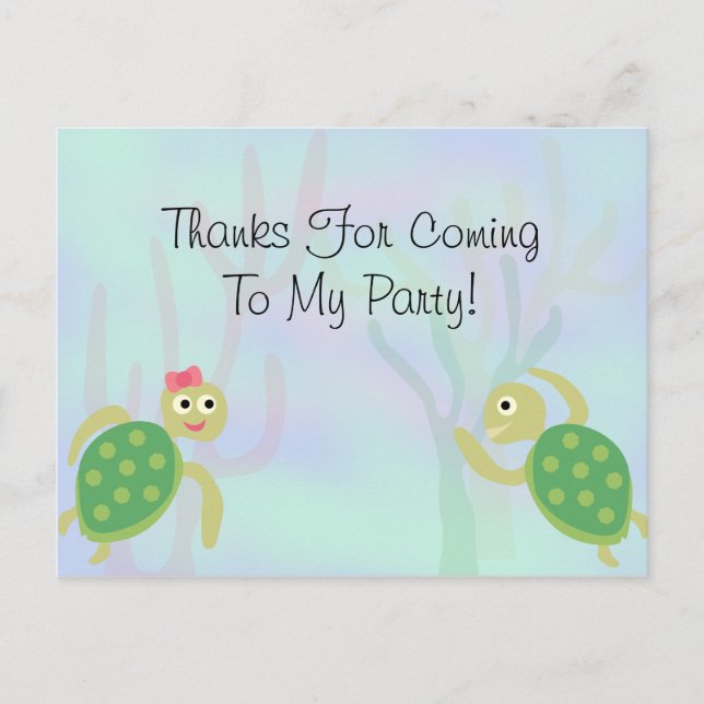 Sea Turtles Birthday Thanks Postcard (Front)
