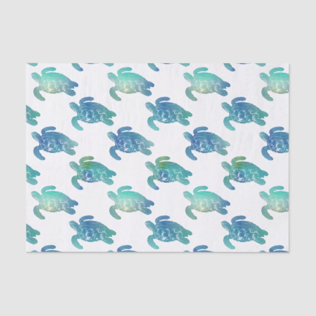 Sea Turtles Blue Aqua Tissue Paper (Front)