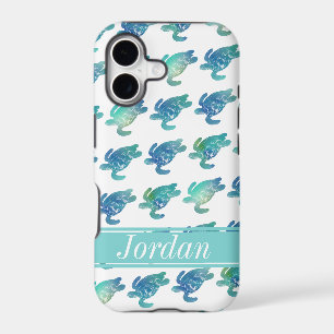 Sea Turtles Blue Green Personalised iPhine Case