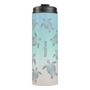 Sea Turtles   Coastal Monogram Thermal Tumbler