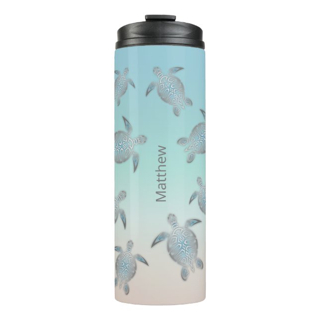 Sea Turtles | Coastal Monogram Thermal Tumbler (Front)