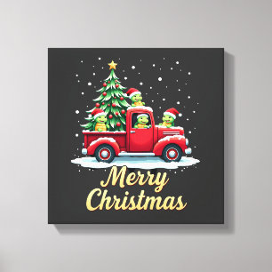 Sea Turtles Driving Christmas Tree Truck Turtle Ch Canvas Print
