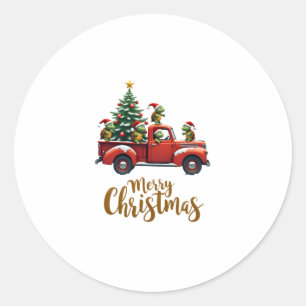 Sea Turtles Driving Christmas Tree Truck Turtle Ch Classic Round Sticker