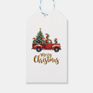 Sea Turtles Driving Christmas Tree Truck Turtle Ch Gift Tags