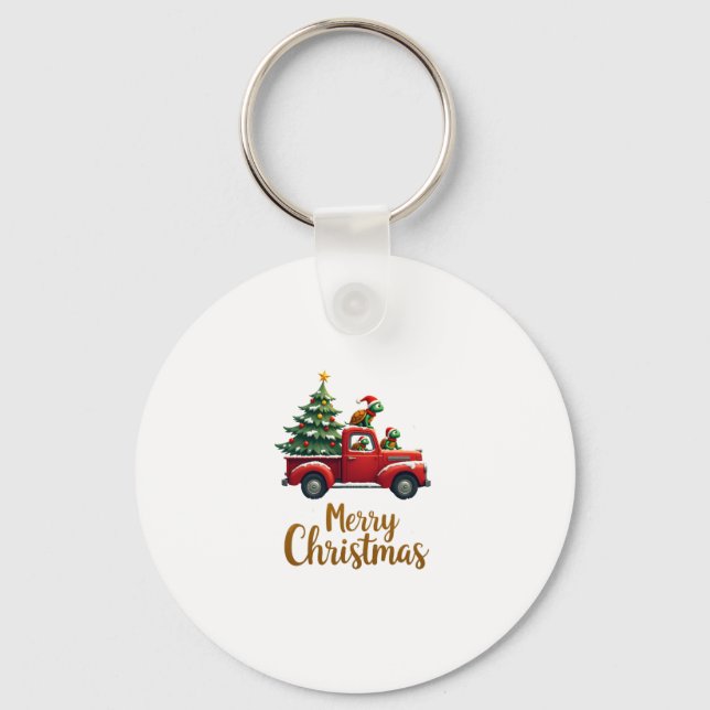 Sea Turtles Driving Christmas Tree Truck Turtle Ch Key Ring (Front)
