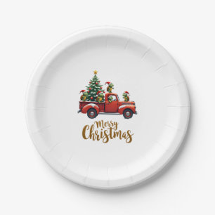 Sea Turtles Driving Christmas Tree Truck Turtle Ch Paper Plate