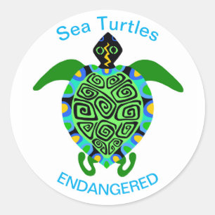 Sea TURTLES - Endangered species- Classic Round Sticker