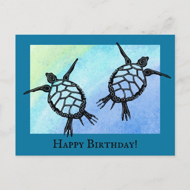 Sea Turtles Happy Birthday Postcard (Front)