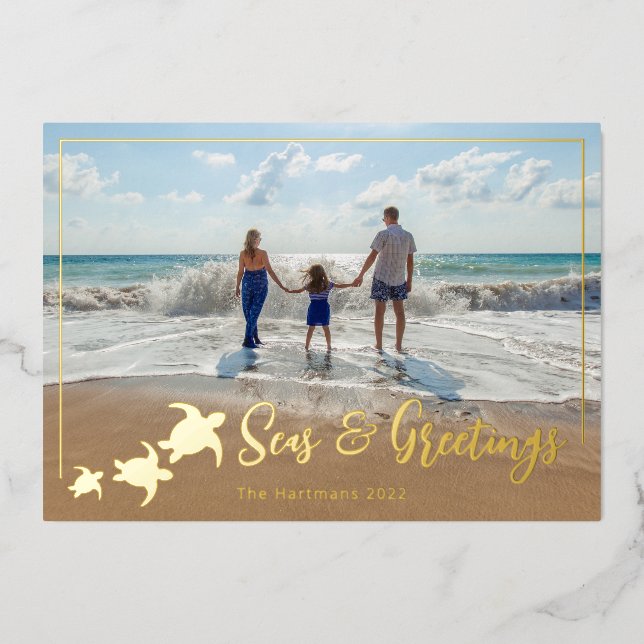 Sea Turtles Holiday Photo Greeting (Front)