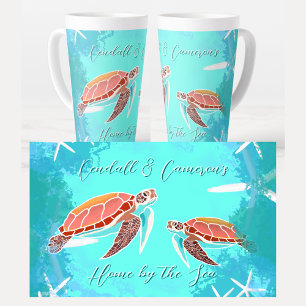 Sea Turtles Home By the Sea Personalized Latte Mug