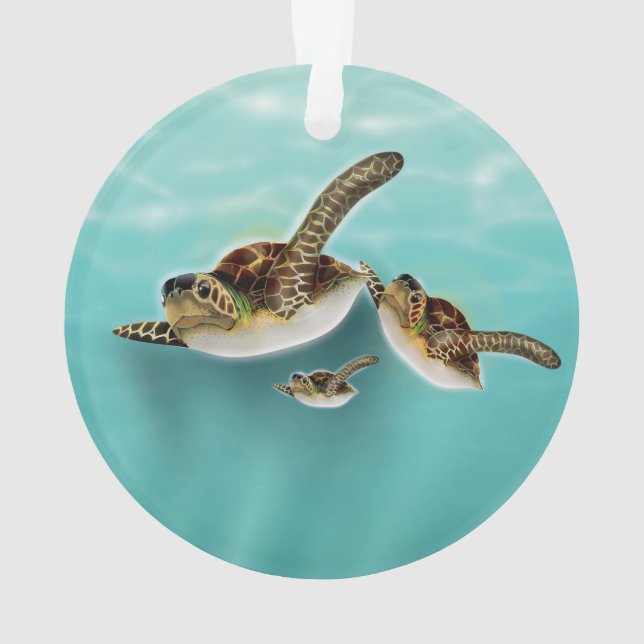 Sea Turtles Illustration Ornament (Back)