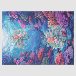 Sea Turtles In Beautiful Scenic Ocean Decoupage Tissue Paper