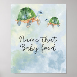 Sea turtles - name that baby food shower poster