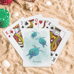 Sea Turtles Ocean Watercolor Personalised Playing Cards<br><div class="desc">These coastal themed personalised playing cards feature 3 watercolor turtles swimming on a splash of ocean wave.</div>