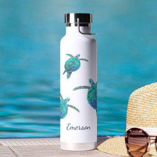 Sea Turtles Ocean Watercolor Personalised Water Bottle