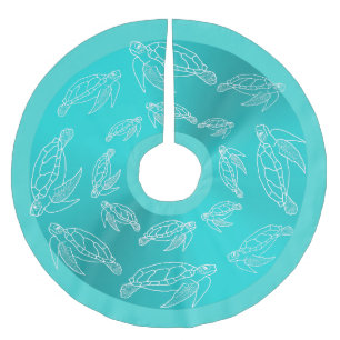 Sea Turtles Pattern Aquamarine Tropical Tree Skirt